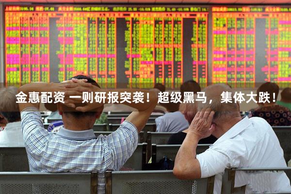 金惠配资 一则研报突袭！超级黑马，集体大跌！