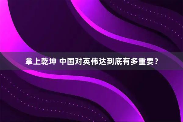 掌上乾坤 中国对英伟达到底有多重要？