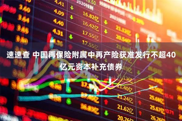 速速查 中国再保险附属中再产险获准发行不超40亿元资本补充债券